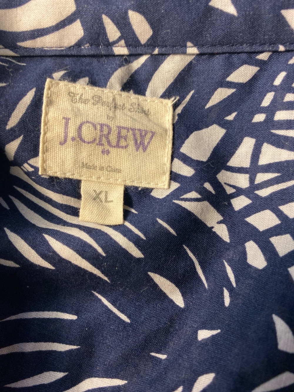 J. Crew Navy and White Palm Print Button-Up Blouse - Picture 4 of 5